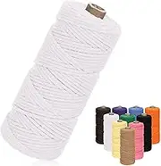 Tanstic 1Pc White Macrame Cord, 3mm x 109 Yards Colored Cotton Cord Macrame Rope, Cotton Rope Macrame Yarn Craft Cord for DIY Crafts, Plant Hangers, Knitting