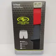 Athletic Works 3 Pack Boxer Brief XL 40-42 DriWorks Performance Gray Red Black