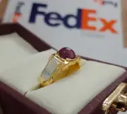 100% Natural Red Ruby Stone Ring Real Ruby Manic Stone 14K Gold Plated Ring