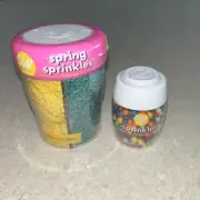 New Wilton Lot Of Two Spring Sprinkles For Cupcakes Cake 6.35 Oz & 2.29 Oz