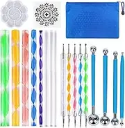 19PCS Mandala Dotting Tools Set Pen Dotting Tools Mandala Stencil Ball Stylus Paint Tray for Painting Rocks, Coloring, Drawing and Drafting by ABenkle