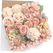 Artificial Flowers Combo Box Set Gradient Color Flower Leaf with Stems for
