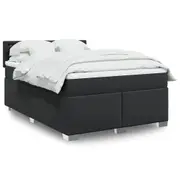 vidaXL Box Spring Bed with Mattress Black Queen Faux Leather