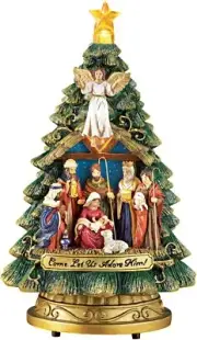 Lighted Christmas Tree Nativity Plays “Silent Night”-New