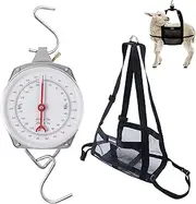 Yogayet Mechanical Hanging Scales 440lb, Calf Sling and Hanging Weight Scale 2 in 1 Kit, Weighing Sling for Calves Lambs Goats Newborn Livestock Dogs, High Accuracy Spring Dial Weight Scale