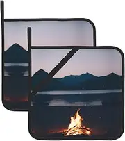 Chrysm Camping Potholders BBQ Pot Holders for Heat Resistant Potholder, Hot Pads,Cooking Baking(2-Pack)