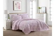 Laura Ashley Ayla Printed Queen/King Coverlet Set -Dusted Rose