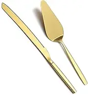 Berglander Gold Cake Pie Pastry Servers,Stainless Steel Serving Set,Cake Knife and Server Set Perfect for Wedding, Birthday, Parties and Events