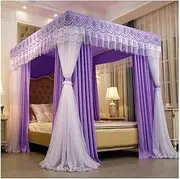 Bedroom Mosquito Net for 1.8m/6ft Bed, Decorative Dustproof Bed Canopy for Queen Size Bed, 4 Pole Support Blackout Bed Curtain (Color : Style 7, Size : 1.8x2x2m)