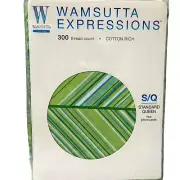 WAMSUTTA Expressions Pillowcases Set Standard Green Chevron Stripe Cotton Blend