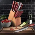 Knife Set 15-piece Kitchen Knife Set with Wooden Block,laser Damascus Pattern St