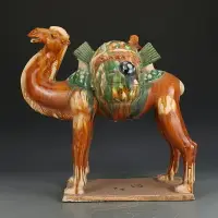 在飛比找樂天市場購物網優惠-唐三彩駱駝古董古玩收藏真品出土瓷器擺件老物件老貨陶瓷