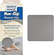 White Magic Non-Slip Shower Mat Square, 53x53 cm, Anti-Slip, Fast Drying, 100% Water Flow, Durable & Machine Washable – Ideal for Small Showers, Bathtubs, Bathrooms, and Boats (Platnium)