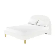 Fausta Bouclé Bed Frame with Arch Headboard - Cream White