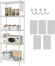 HOMEFORT 5-Shelving Unit, Adjustable Wire Shelving, Metal Wire Shelf with Shelf Liners and Hooks for Kitchen, Closet, Bathroom, Laundry, White,21" W x 11" D x 59" H