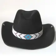 Turquoise Blue White Red Medicine Man's Eye Beaded Belt Cowboy Hat Band