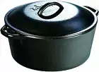 Lodge 5 Quart Cast Iron Dutch Oven with Loop Handles, Black L8DOL3