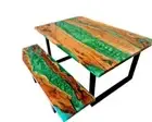 72" x 38" Epoxy Resin Kitchen Dining Table Top With 60" x 15" Bench