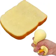 funnysquee Toast Sliced Bread Squishies Stress Relief Soft Novelty Toy Simulation Toast Sliced Food Squeeze Toy Yellow All Ages