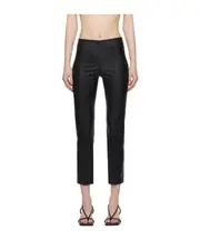 Elastic waist leather pants 34 black