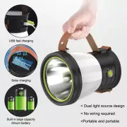 Solar LED Camping Light Tent Lamp USB Rechargeable Lantern Flashlight In/Outdoor