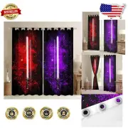 2-Pack Lightsaber Themed Curtains, Purple Red, 42x84, Ideal for Kids' Spaces
