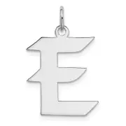 Sterling Silver Rhodium-Plated Artisan Block Letter E Initial Charm