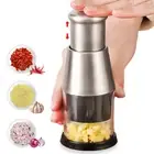 Manual Hand Press Garlic Onion Chopper Cutter Vegetable Food Processor Dicer New