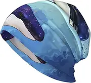 [QMNKLET] Beanie Hats for Men Women Soft Knit Cuffed Beanie Orca Killer Whale Skull Cap Headwear Ski Hat Black, Black, One Size