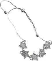[TEHAUX] 2pcs Silver Star Stone Hand Bracelet Jewelry Rhinestone Star String Bracelet for Women Men