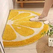 Floor Carpet Fluffy Fruit Half Round Bathroom Mats Entrance Mat Indoor Door Mats for Front Door Cute Half Circle Bath Mats for Bathroom Non Slip Washable Outside Shower Mat Bathtub Mat(Yellow,50 x 80