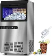 Cobuy Commercial Ice Maker Machine, 45KG/24H Stainless Steel Under Counter ice Machine with 15L Ice Storage Capacity, Freestanding Ice Maker