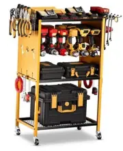 Power Tool Organizer with Wheels - Garage Power Tools Storage Cart, Yellow