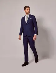 Hawes & Curtis Royal Blue Herringbone Linen Italian Tailored Suit | 1913 Collection Size: One Size