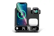 3 in 1 Wireless Charger Digital Alarm Clock with LED Display 15W Fast Charging Station