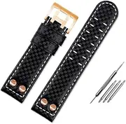 [Generic] 22mm carbon fiber genuine leather sweat proof replacement band men watch for hamilton khaki field watch