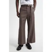 Sacai Belted Wide Leg Wool Pants in Taupe at Nordstrom, Size 2