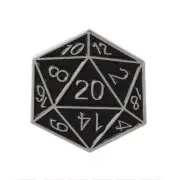 DUNGEONS & DRAGONS (DND) DICE - ENAMEL PIN (SILVER & BLACK)