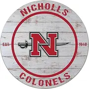 KH Sports Fan Nicholls State Colonels Weathered Circle Sign, 20x20 Inches, Colonels Decor for Dorm Room, Fan Cave, Living Room; Display Your Team Spirit with This Nicholls State Colonels Wall Art