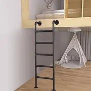 Bunk Bed Ladder for Home Loft Attic Stairs, Emergency Window Well Egress Ladder with Wall/Floor-Mounted, 71"/75"/79"/83"/87"/91" Tall Black Safety Side Step Ladder(180cm/71in)