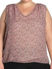 Catherine Malandrino Chiffon Blouse Size 3X Mauve Ditsy Floral NWT $58
