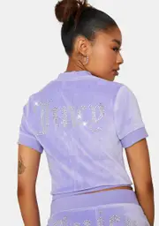 [JUICY COUTURE] Freesia Short Sleeve Big Bling Velour Jacket