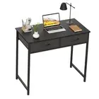 Small Computer Desk with Drawers, 31.5 Inch Black Vanity Desk with Storage,