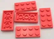 Lego 5 New Coral Plate 2 x 4 Stud Parts