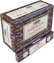 Satya Nag Champa Arabian Oudh Agarbatti | Handrolled Masala Incense Sticks | 12 Packs of 15 Grams Each in a Box | Export Quality Product