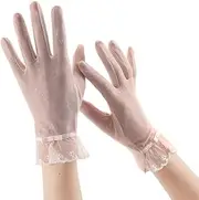[Mawjom] Women Lace Short Gloves for Sun Protection Girls Non-Slip Touch Screen Gloves