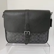 Coach ~ Warner Messenger Crossbody Bag Canvas&Leather Charcoal/Black CW214