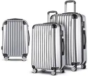 [Wanderlite] 3-Piece Hardside Luggage Set (20"/24"/28"), Silver ABS Spinner Suitcases with TSA Lock, 40L/65L/100L Capacity