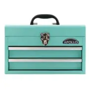 Apollo Portable Tool Box 2Drawer Liner 660Cu.In Ball Bearing Slide Latches Green