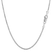 14k White Solid Gold Mirror Box Chain Necklace, 1.2mm